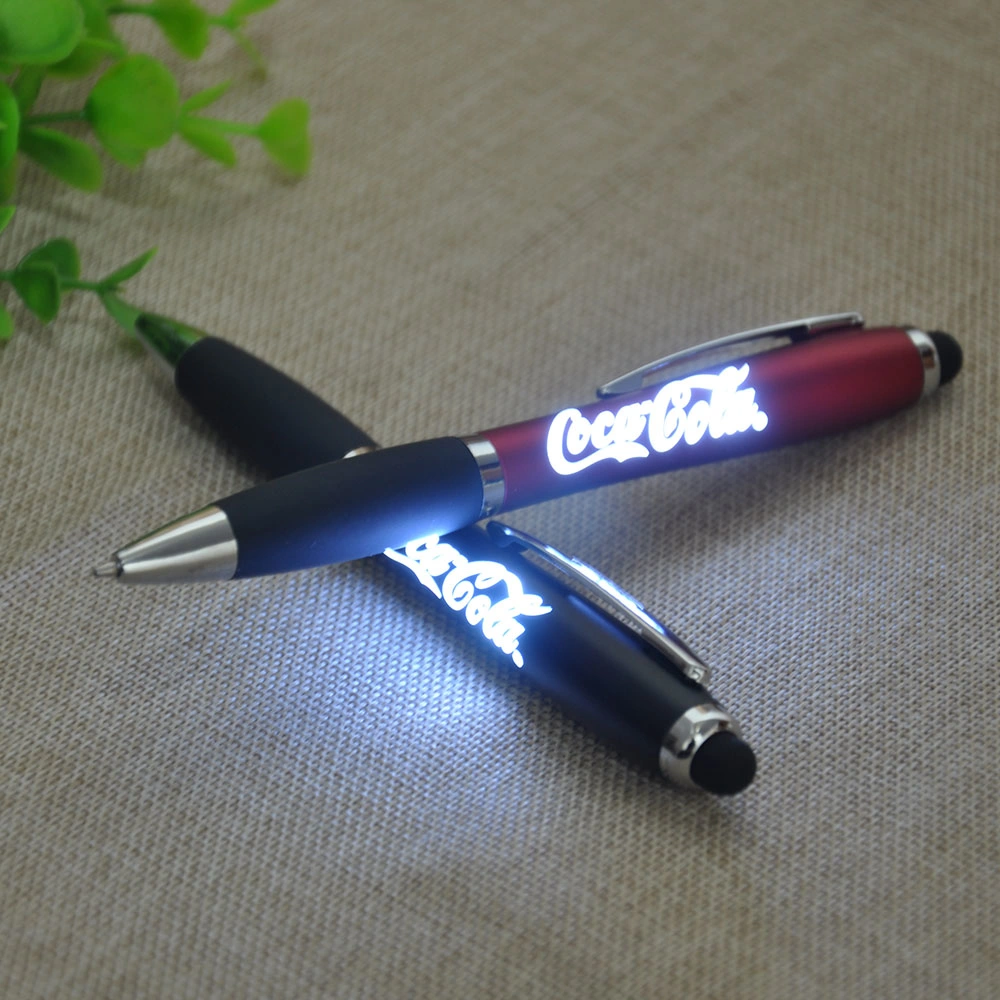 Custom Light up Pen Logo Design Advertisement Promotional LED Ball Pen